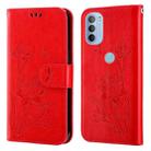 For Motorola Moto G31 / G41 Lotus Embossed Leather Phone Case(Red) - 1