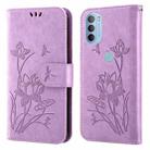 For Motorola Moto G31 / G41 Lotus Embossed Leather Phone Case(Purple) - 1