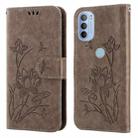 For Motorola Moto G31 / G41 Lotus Embossed Leather Phone Case(Grey) - 1