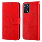 For OPPO A16 Lotus Embossed Leather Phone Case(Red) - 1