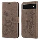 For Google Pixel 6 Lotus Embossed Leather Phone Case(Grey) - 1