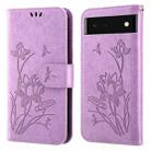 For Google Pixel 6 Pro Lotus Embossed Leather Phone Case(Purple) - 1