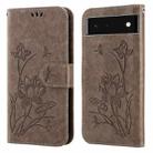 For Google Pixel 7 5G Lotus Embossed Leather Phone Case(Grey) - 1