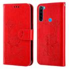 For Xiaomi Redmi Note 8 2021 Lotus Embossed Leather Phone Case(Red) - 1