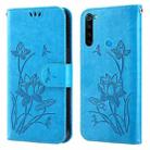 For Xiaomi Redmi Note 8 2021 Lotus Embossed Leather Phone Case(Blue) - 1
