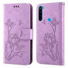 For Xiaomi Redmi Note 8 2021 Lotus Embossed Leather Phone Case(Purple) - 1