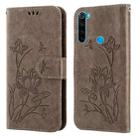 For Xiaomi Redmi Note 8 2021 Lotus Embossed Leather Phone Case(Grey) - 1