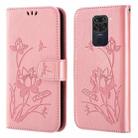 For Xiaomi Redmi Note 9 / 10X 4G Lotus Embossed Leather Phone Case(Pink) - 1