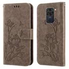 For Xiaomi Redmi Note 9 / 10X 4G Lotus Embossed Leather Phone Case(Grey) - 1