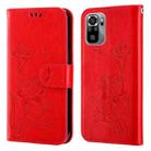 For Xiaomi Redmi Note 10 4G / Note 10S Lotus Embossed Leather Phone Case(Red) - 1