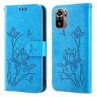 For Xiaomi Redmi Note 10 4G / Note 10S Lotus Embossed Leather Phone Case(Blue) - 1