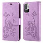 For Xiaomi Redmi Note 10 5G Lotus Embossed Leather Phone Case(Purple) - 1