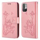 For Xiaomi Redmi Note 10 5G Lotus Embossed Leather Phone Case(Pink) - 1