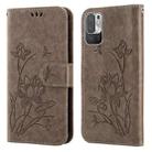 For Xiaomi Redmi Note 10 5G Lotus Embossed Leather Phone Case(Grey) - 1