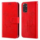 For Xiaomi Redmi Note 11 Global Lotus Embossed Leather Phone Case(Red) - 1