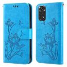 For Xiaomi Redmi Note 11 Global Lotus Embossed Leather Phone Case(Blue) - 1