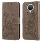 For Nokia G20 / G10 / 6.3 Lotus Embossed Leather Phone Case(Grey) - 1