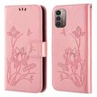 For Nokia G21 / G11 Lotus Embossed Leather Phone Case(Pink) - 1