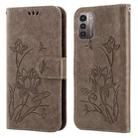 For Nokia G21 / G11 Lotus Embossed Leather Phone Case(Grey) - 1