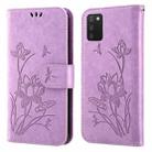 For Samsung Galaxy A03s 166mm Lotus Embossed Leather Phone Case(Purple) - 1