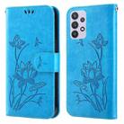 For Samsung Galaxy A32 5G Lotus Embossed Leather Phone Case(Blue) - 1