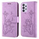 For Samsung Galaxy A32 5G Lotus Embossed Leather Phone Case(Purple) - 1
