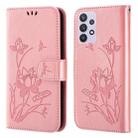 For Samsung Galaxy A32 5G Lotus Embossed Leather Phone Case(Pink) - 1