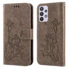 For Samsung Galaxy A32 5G Lotus Embossed Leather Phone Case(Grey) - 1