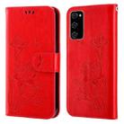 For Samsung Galaxy S20 FE Lotus Embossed Leather Phone Case(Red) - 1