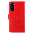 For Samsung Galaxy S20 FE Lotus Embossed Leather Phone Case(Red) - 3