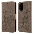 For Samsung Galaxy S20 FE Lotus Embossed Leather Phone Case(Grey) - 1