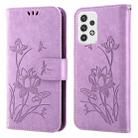 For Samsung Galaxy A52s 5G / A52 5G / 4G Lotus Embossed Leather Phone Case(Purple) - 1