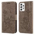 For Samsung Galaxy A52s 5G / A52 5G / 4G Lotus Embossed Leather Phone Case(Grey) - 1