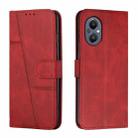 For OPPO A96 5G / Reno7 Z 5G / OnePlus Nord N20 5G Stitching Calf Texture Buckle Leather Phone Case(Red) - 1