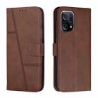 For OPPO Find X5 Pro Stitching Calf Texture Buckle Leather Phone Case(Brown) - 1