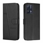 For OPPO Realme 9 Pro+ Stitching Calf Texture Buckle Leather Phone Case(Black) - 1