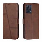 For OPPO Realme 9 Pro+ Stitching Calf Texture Buckle Leather Phone Case(Brown) - 1