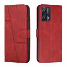 For OPPO Realme 9 Pro+ Stitching Calf Texture Buckle Leather Phone Case(Red) - 1