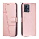 For OPPO Realme 9 Pro+ Stitching Calf Texture Buckle Leather Phone Case(Pink) - 1