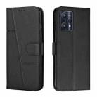 For OPPO Realme 9 Pro / Realme V25 Stitching Calf Texture Buckle Leather Phone Case(Black) - 1