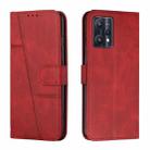 For OPPO Realme 9 Pro / Realme V25 Stitching Calf Texture Buckle Leather Phone Case(Red) - 1