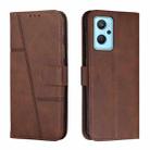 For OPPO Realme 9i / A36 / A76 Stitching Calf Texture Buckle Leather Phone Case(Brown) - 1