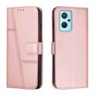 For OPPO Realme 9i / A36 / A76 Stitching Calf Texture Buckle Leather Phone Case(Pink) - 1