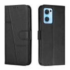 For OPPO Reno7 5G Global & Taiwan Version / Find X5 Lite Stitching Calf Texture Buckle Leather Phone Case(Black) - 1
