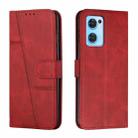 For OPPO Reno7 5G Global & Taiwan Version / Find X5 Lite Stitching Calf Texture Buckle Leather Phone Case(Red) - 1