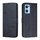 For OPPO Reno7 5G Global & Taiwan Version / Find X5 Lite Stitching Calf Texture Buckle Leather Phone Case(Blue) - 1