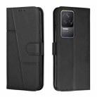 For Xiaomi Redmi K50 / K50 Pro Stitching Calf Texture Buckle Leather Phone Case(Black) - 1
