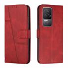 For Xiaomi Redmi K50 / K50 Pro Stitching Calf Texture Buckle Leather Phone Case(Red) - 1
