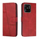 For Xiaomi Redmi 10C 4G / Redmi 10 (India) Stitching Calf Texture Buckle Leather Phone Case(Red) - 1