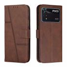 For Xiaomi Poco M4 Pro 4G Stitching Calf Texture Buckle Leather Phone Case(Brown) - 1